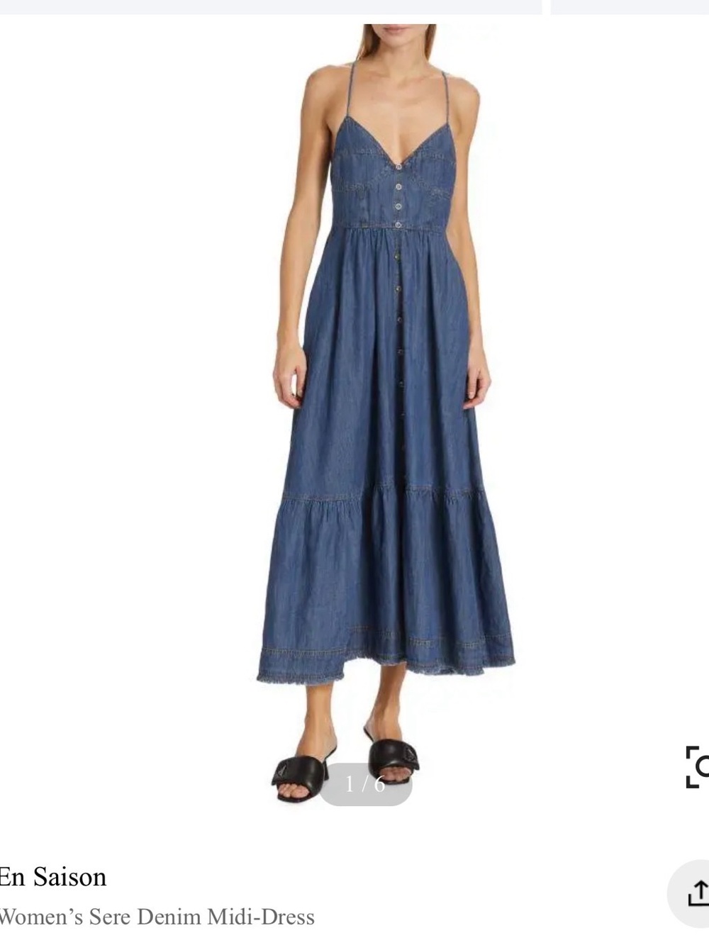 En Saison Blue Denim Button-Front Midi Dress